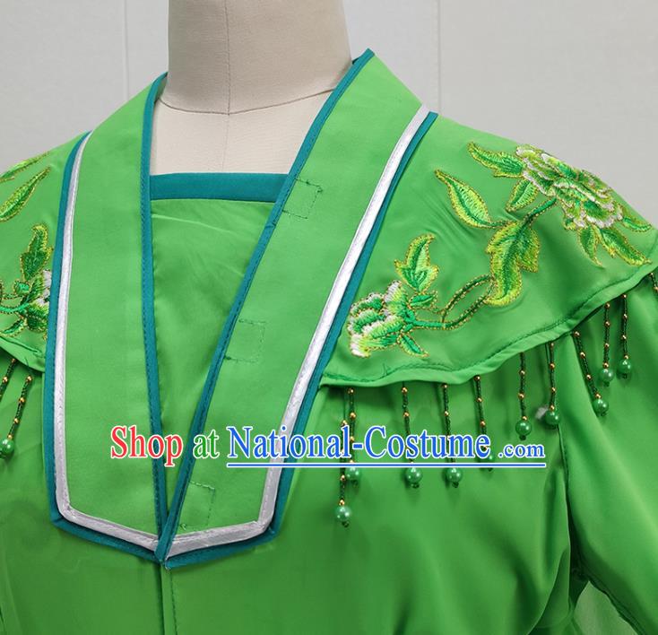 Chinese Peking Opera Young Woman Green Dress Traditional Shaoxing Opera Xiao Qing Garment Beijing Opera Swordswoman Clothing