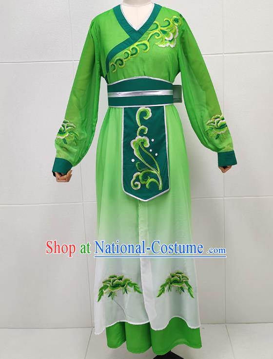 Chinese Peking Opera Young Woman Green Dress Traditional Shaoxing Opera Xiao Qing Garment Beijing Opera Swordswoman Clothing