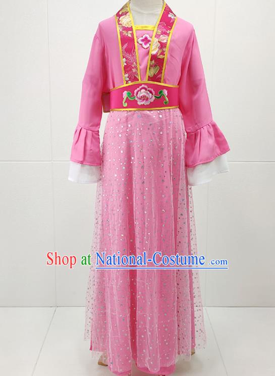 Chinese Beijing Opera Xiaodan Clothing Traditional Huangmei Opera Young Lady Pink Dress Garments