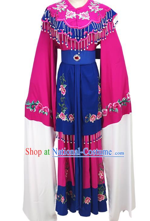 Chinese Traditional Shaoxing Opera Actress Garment Beijing Opera Young Beauty Clothing Peking Opera Cui Yingying Rosy Dress