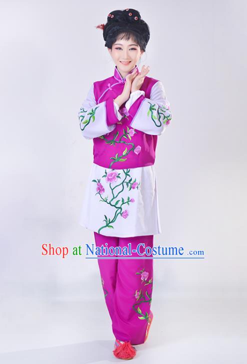 Chinese Beijing Opera Clothing Traditional Peking Opera Servant Girl Dress Garment Shaoxing Opera Young Lady Purple Outfits