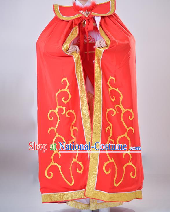 Chinese Shaoxing Opera Swordswoman Red Cape Beijing Opera Clothing Traditional Peking Opera Empress Garment