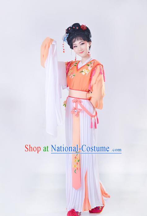 Chinese Shaoxing Opera Actress Garment Beijing Opera Young Beauty Clothing Traditional Peking Opera Diva Orange Dress