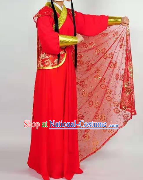 Chinese Shaoxing Opera Swordswoman Red Garment Beijing Opera Blues Clothing Traditional Peking Opera Actress Dress