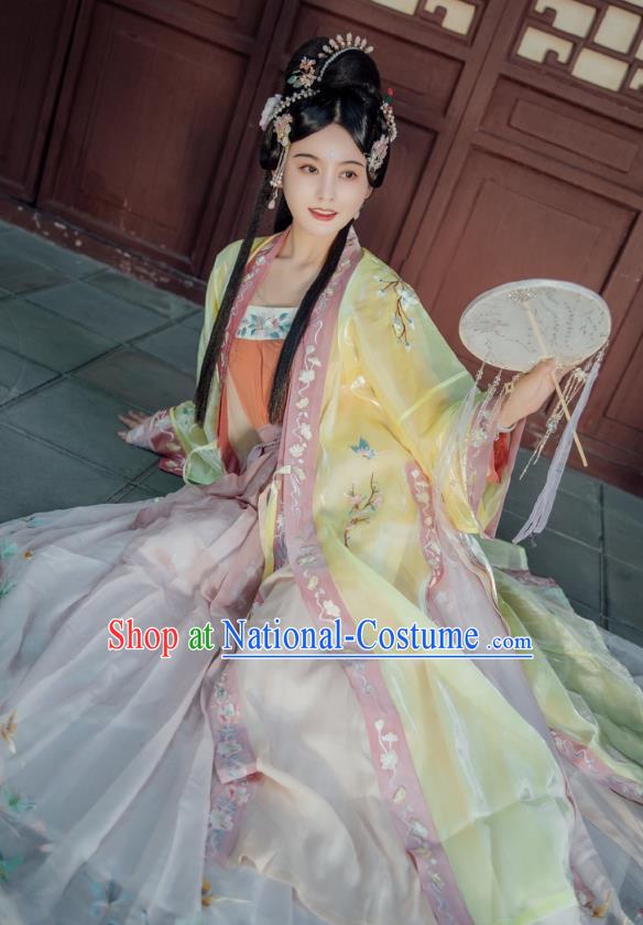 China Traditional Song Dynasty Young Beauty Historical Clothing Ancient Princess Hanfu Dress Garments Complete Set