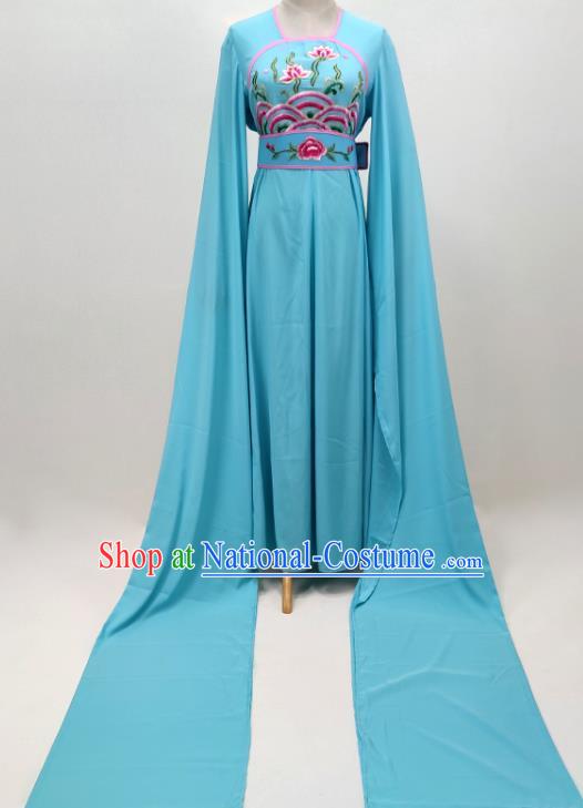 Chinese Shaoxing Opera Fairy Garment Beijing Opera Hua Tan Clothing Traditional Peking Opera Blue Water Sleeve Dress