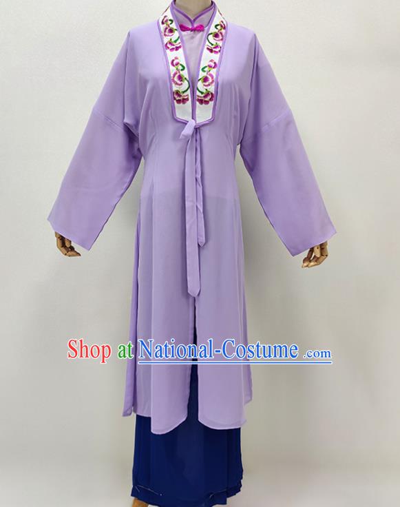 Chinese Traditional Peking Opera Lilac Dress Shaoxing Opera Young Woman Garment Beijing Opera Hua Tan Clothing