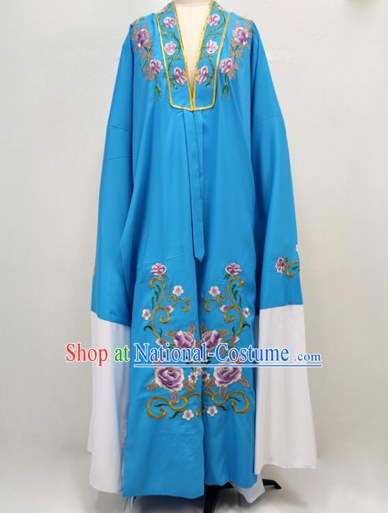 China Traditional Beijing Opera Young Man Blue Cape Shaoxing Opera Clothing Peking Opera Scholar Garment Costume