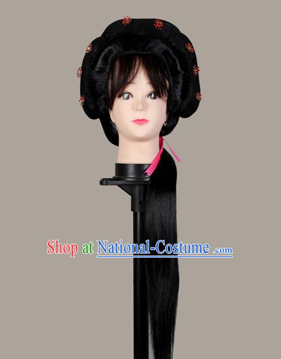 China Beijing Opera Hua Tan Headwear Shaoxing Opera Noble Lady Wigs Sheath Hair Accessories