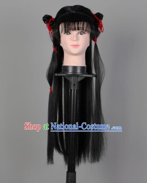 China Traditional Opera Livehand Hair Accessories Beijing Opera Chignon Headdress Shaoxing Opera Shepherd Boy Wigs Sheath