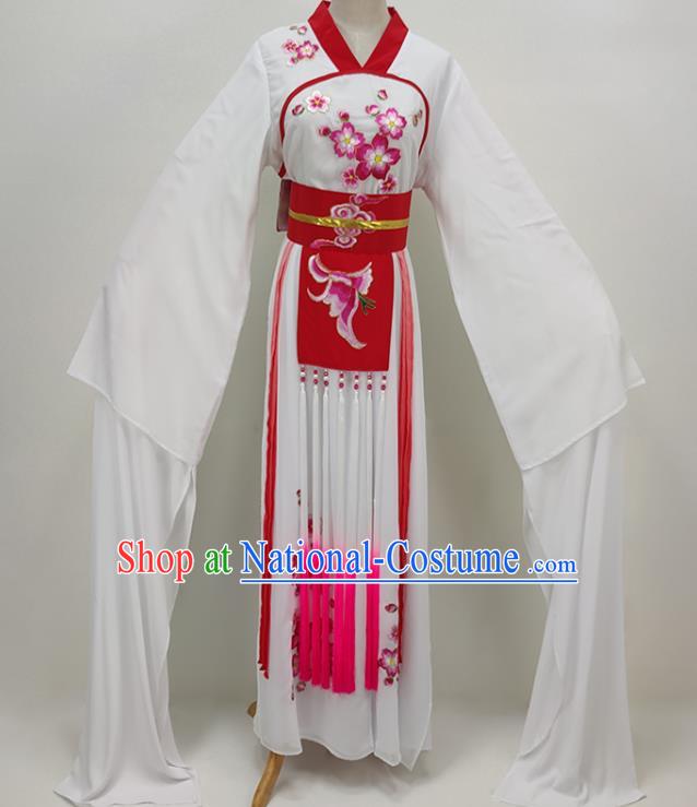 Chinese Beijing Opera Hua Tan Clothing Traditional Peking Opera Diva White Dress Shaoxing Opera Village Girl Garment