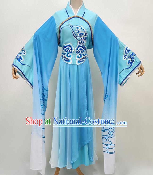 Chinese Beijing Opera Hua Tan Clothing Traditional Peking Opera Palace Lady Blue Dress Shaoxing Opera Fairy Garment