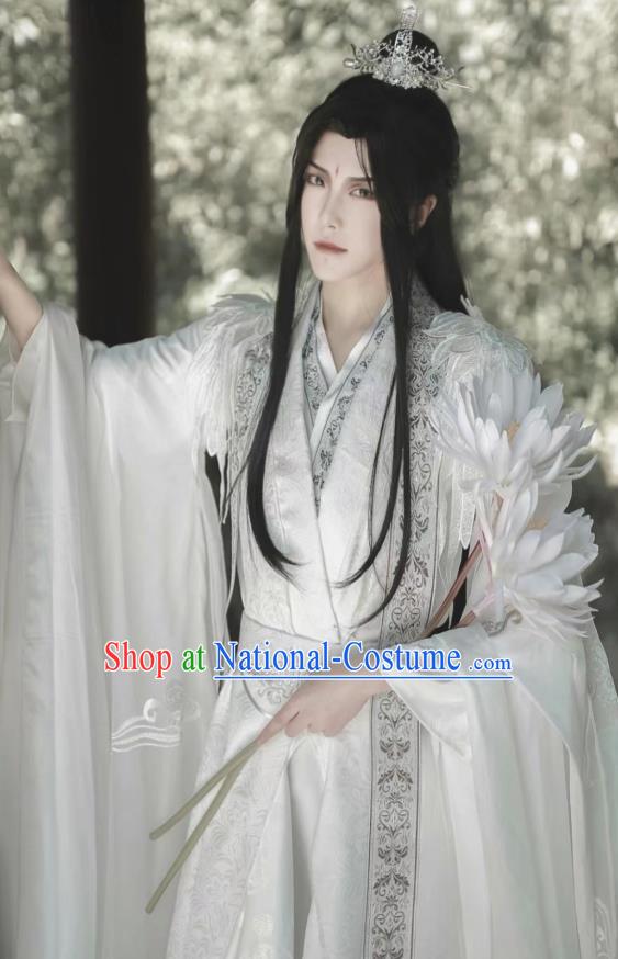 Chinese Ancient Swordsman Chu Wanning Hanfu Clothing Traditional Drama Cosplay Noble Prince White Garment Costume