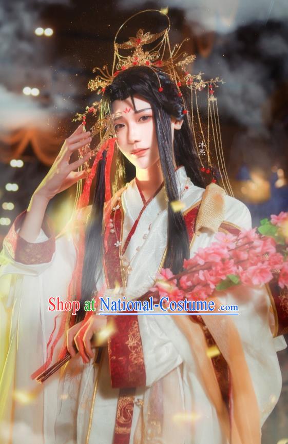 Chinese Ancient Noble Childe Hanfu Clothing Traditional Drama Cosplay Crown Prince Wedding Garment Costume