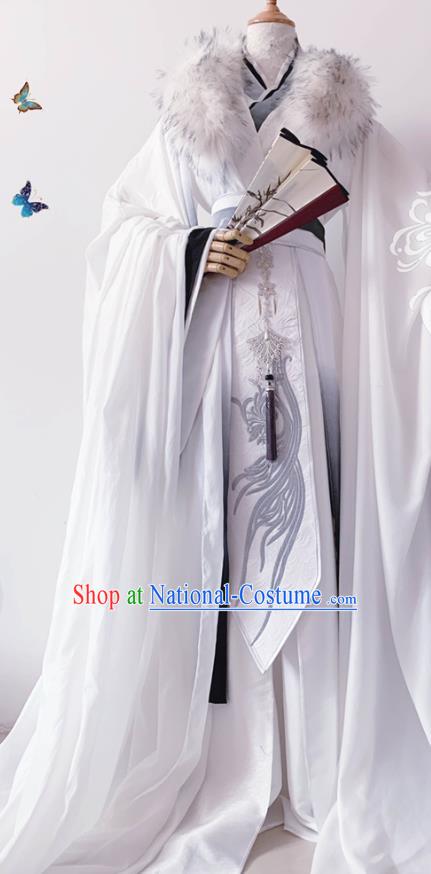 Chinese Ancient Crown Prince White Hanfu Clothing Traditional Drama Cosplay Swordsman Shen Lanzhou Garment Costume