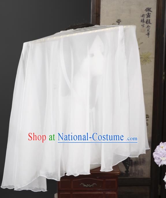 China Traditional Ming Dynasty Princess Bamboo Hat Ancient Swordswoman White Veil Headwear