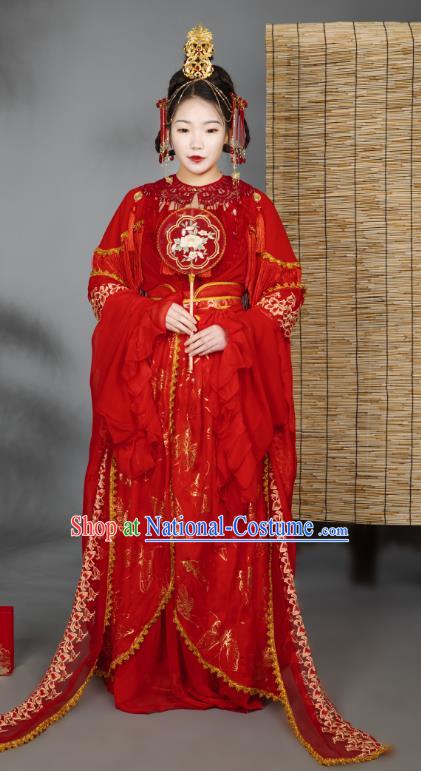 China Traditional Cosplay Ming Dynasty Wedding Clothing Ancient Palace Princess Red Hanfu Dress Garments