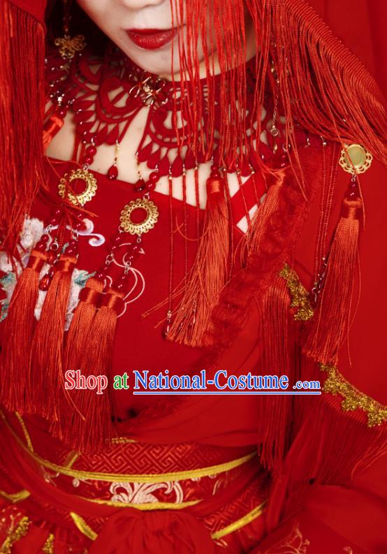 China Traditional Cosplay Ming Dynasty Wedding Clothing Ancient Palace Princess Red Hanfu Dress Garments