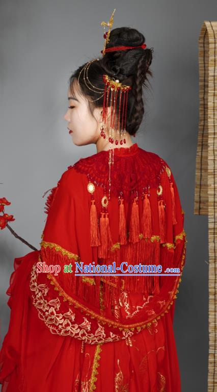 China Traditional Cosplay Ming Dynasty Wedding Clothing Ancient Palace Princess Red Hanfu Dress Garments