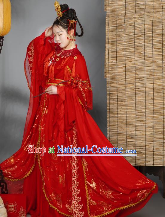 China Traditional Cosplay Ming Dynasty Wedding Clothing Ancient Palace Princess Red Hanfu Dress Garments