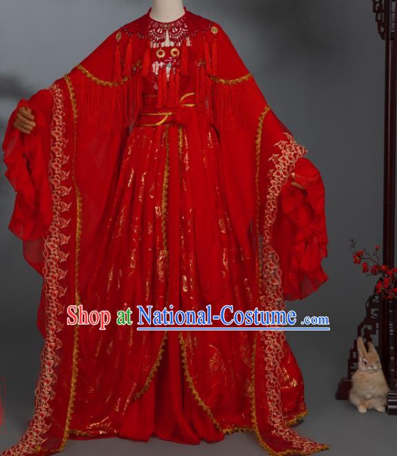 China Traditional Cosplay Ming Dynasty Wedding Clothing Ancient Palace Princess Red Hanfu Dress Garments