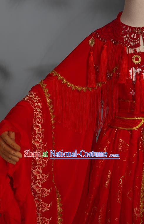 China Traditional Cosplay Ming Dynasty Wedding Clothing Ancient Palace Princess Red Hanfu Dress Garments