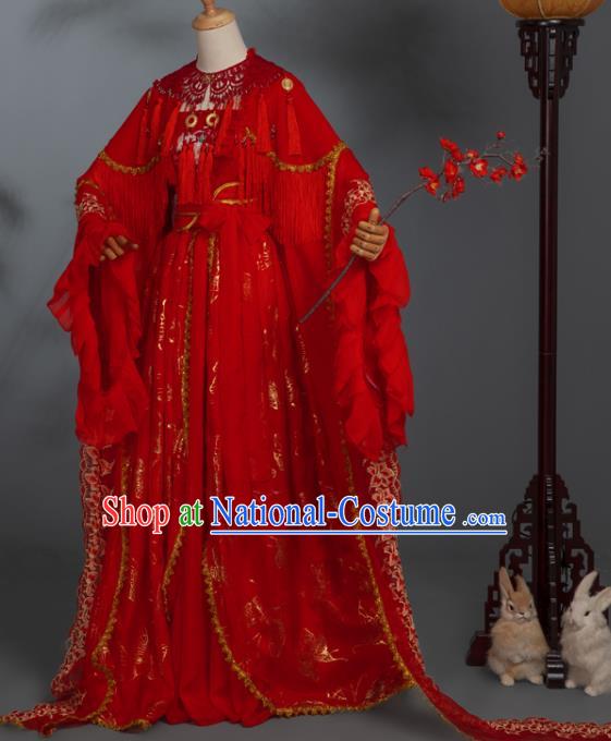 China Traditional Cosplay Ming Dynasty Wedding Clothing Ancient Palace Princess Red Hanfu Dress Garments