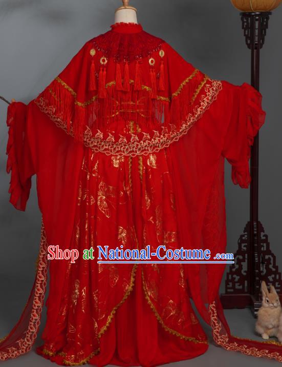 China Traditional Cosplay Ming Dynasty Wedding Clothing Ancient Palace Princess Red Hanfu Dress Garments