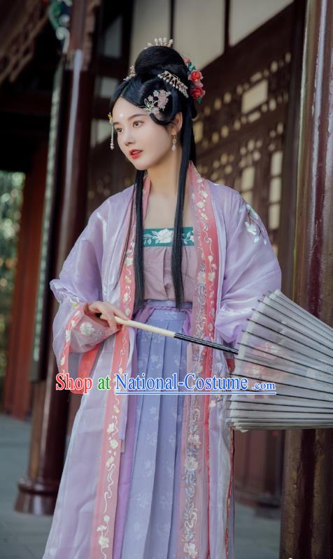 China Ancient Princess Hanfu Dress Garments Traditional Song Dynasty Court Beauty Historical Clothing