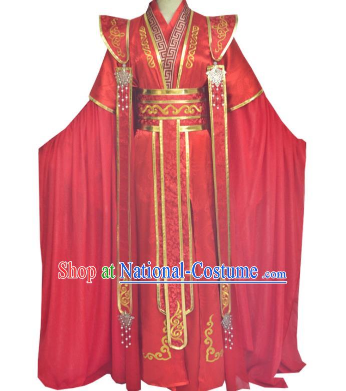 Chinese Ancient Emperor Red Hanfu Clothing Drama Cosplay Tang Dynasty King Wedding Garment Costumes