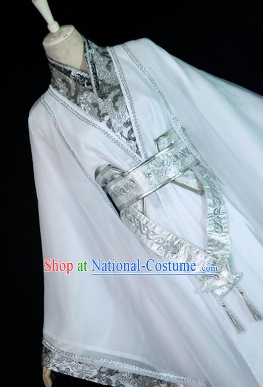 Chinese Ancient Nobility Childe Chu Wanning Hanfu Clothing Drama Cosplay Jin Dynasty Swordsman White Garment Costumes