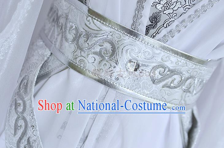 Chinese Ancient Nobility Childe Chu Wanning Hanfu Clothing Drama Cosplay Jin Dynasty Swordsman White Garment Costumes