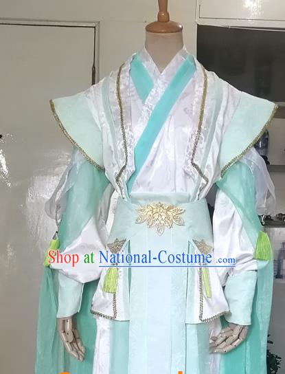 Chinese Ancient Nobility Childe Blue Hanfu Clothing Drama Cosplay Jin Dynasty Young Swordsman Garment Costumes