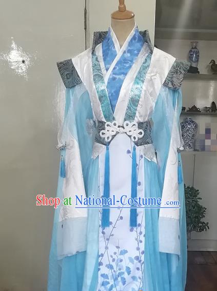 Chinese Ancient Royal King Blue Hanfu Clothing Drama Cosplay Jin Dynasty Emperor Garment Costumes