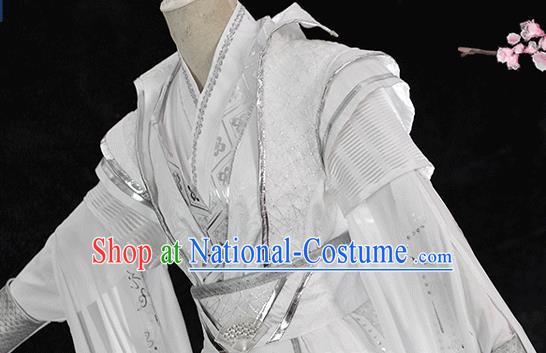 Chinese Ancient Swordsman White Hanfu Clothing Drama Cosplay Young Knight Garment Costumes