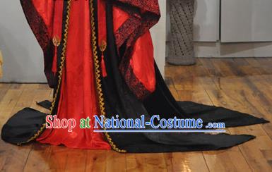 Chinese Qin Dynasty King Garment Costumes Ancient Emperor Red Hanfu Clothing Drama Cosplay Crown Prince Apparels