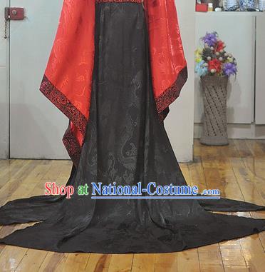 Chinese Qin Dynasty King Garment Costumes Ancient Emperor Red Hanfu Clothing Drama Cosplay Crown Prince Apparels