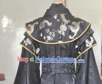 Chinese Ancient Monarch Black Hanfu Clothing Drama Cosplay King Apparels Qin Dynasty Emperor Garment Costumes