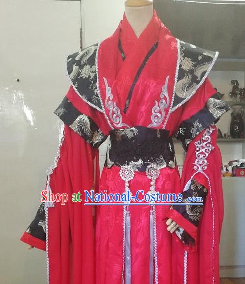 Chinese Tang Dynasty Prince Red Garment Costumes Ancient Monarch Hanfu Clothing Drama Cosplay King Apparels