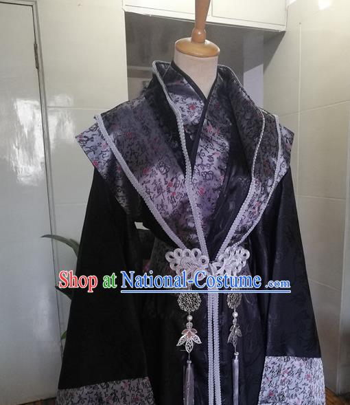 Chinese Ancient Emperor Black Hanfu Clothing Drama Cosplay King Apparels Qin Dynasty Monarch Garment Costumes