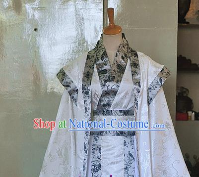 Chinese Ancient Scholar Hanfu Clothing Drama Cosplay Nobility Childe White Apparels Qin Dynasty Prince Garment Costumes