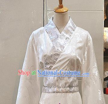 Chinese Han Dynasty Prince Garment Costumes Ancient Scholar Hanfu Clothing Drama Cosplay Nobility Childe White Apparels