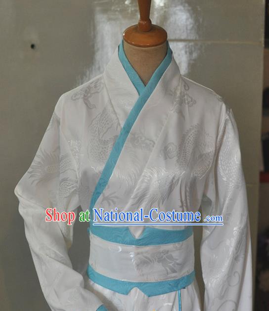 Chinese Ancient Knight Hanfu Clothing Drama Cosplay Young Hero Apparels Ming Dynasty Swordsman White Garment Costumes