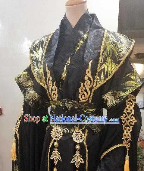 Chinese Jin Dynasty Emperor Garment Costumes Ancient Monarch Hanfu Clothing Drama Cosplay King Black Apparels