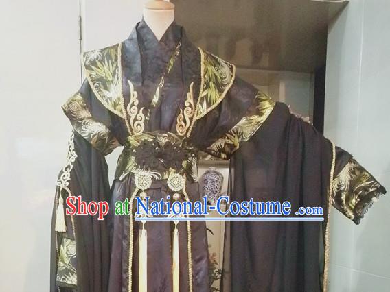 Chinese Jin Dynasty Emperor Garment Costumes Ancient Monarch Hanfu Clothing Drama Cosplay King Black Apparels