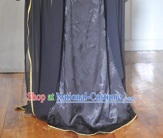 Chinese Jin Dynasty Emperor Garment Costumes Ancient Monarch Hanfu Clothing Drama Cosplay King Black Apparels