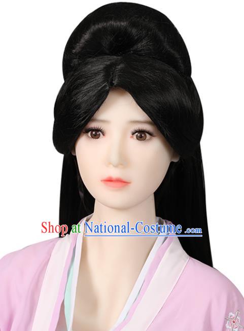 China Han Dynasty Palace Lady Chignon Hairpieces Traditional Hanfu Hair Accessories Ancient Princess Wigs