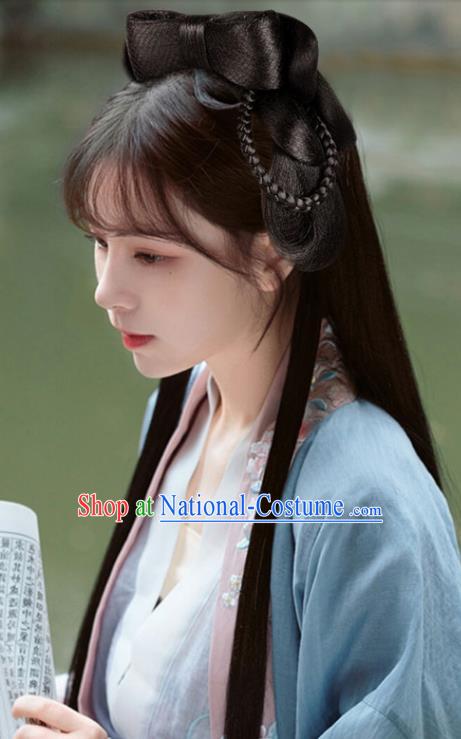 China Traditional Hanfu Hair Accessories Ancient Noble Woman Wigs Song Dynasty Young Beauty Chignon Hairpieces