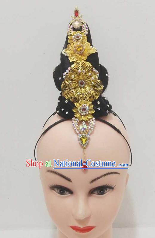 Chinese Classical Dance Hair Clasp Woman Court Dance Hair Accessories Traditional Stage Performance Wigs Chignon