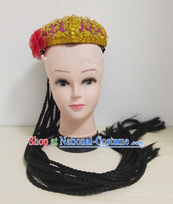 China Uyghur Nationality Woman Headdress Xinjiang Ethnic Folk Dance Hair Accessories Uighur Minority Performance Hat